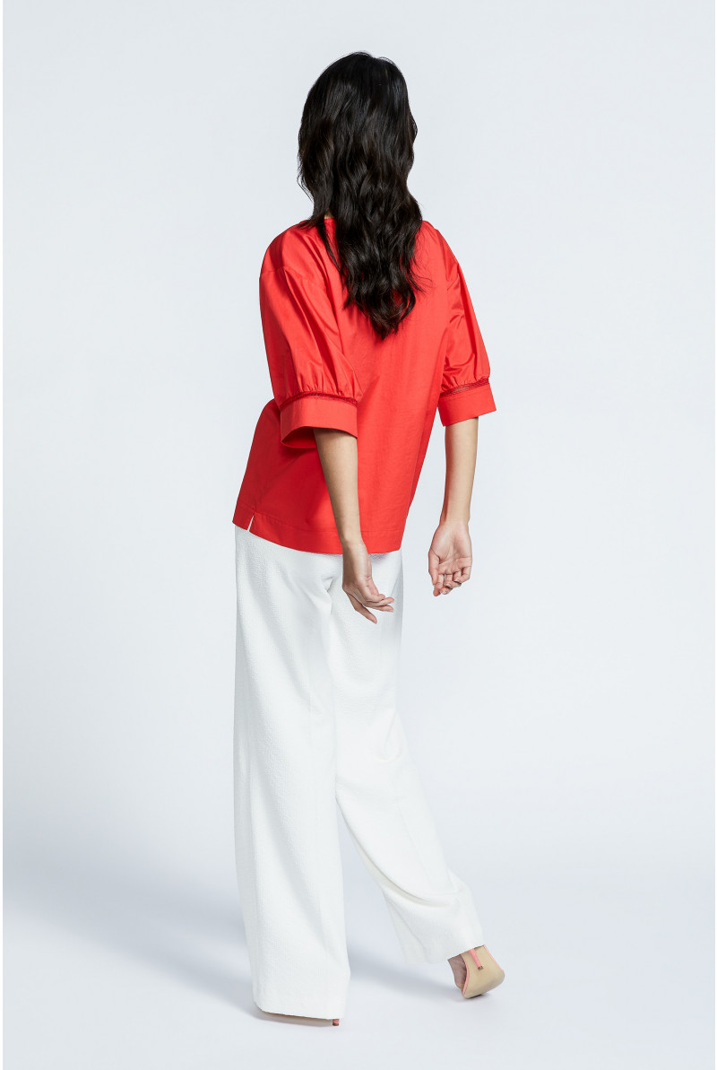 Oversized blouse with short sleeves