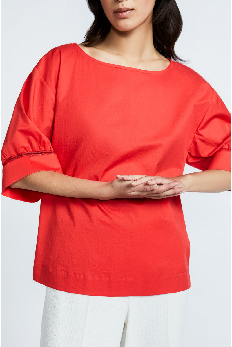 Oversized blouse with short sleeves