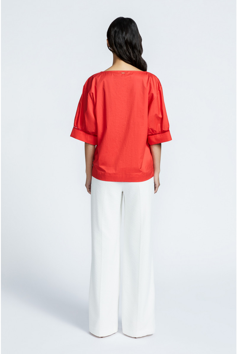 Oversized blouse with short sleeves