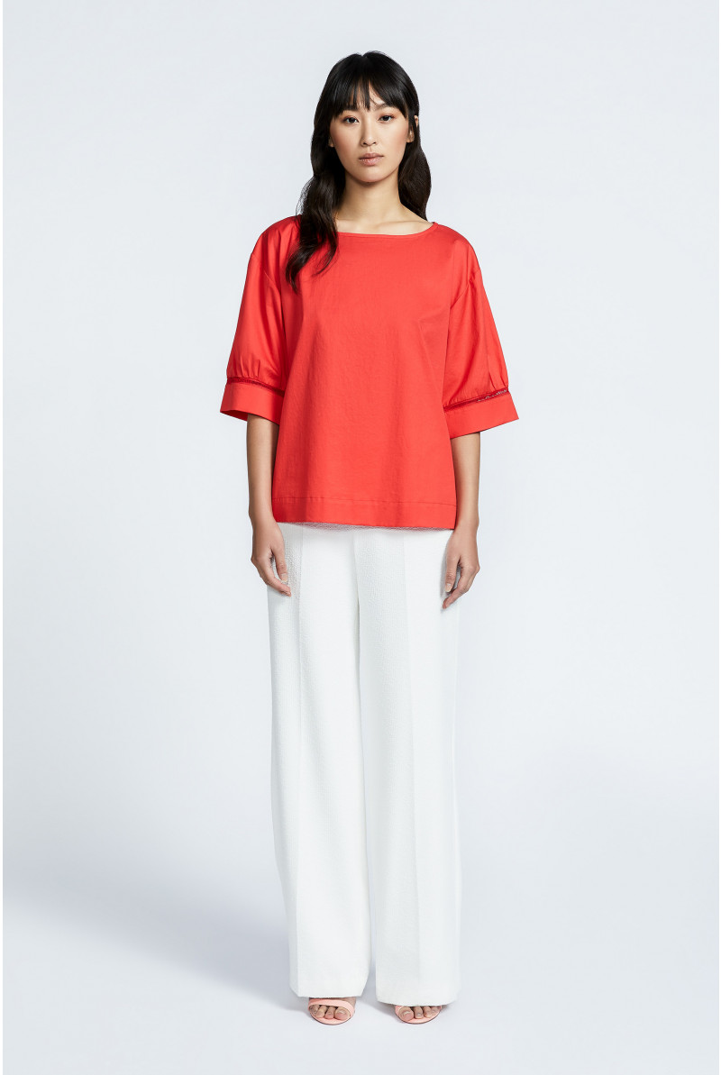 Oversized blouse with short sleeves