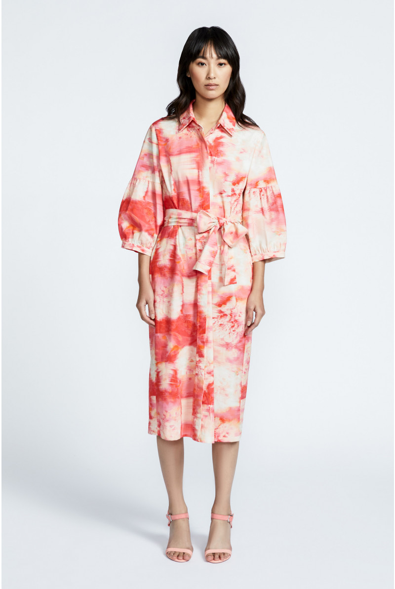 Shirt dress with sash