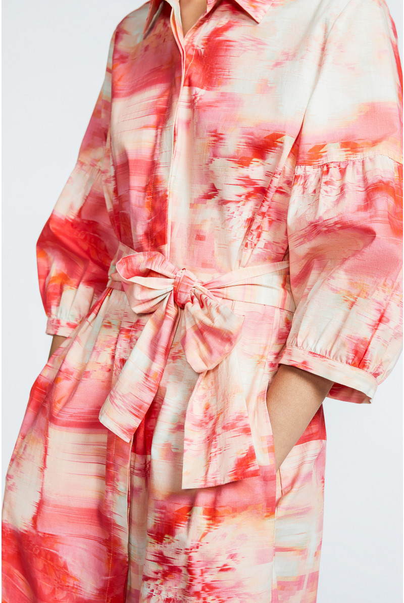 Shirt dress with sash