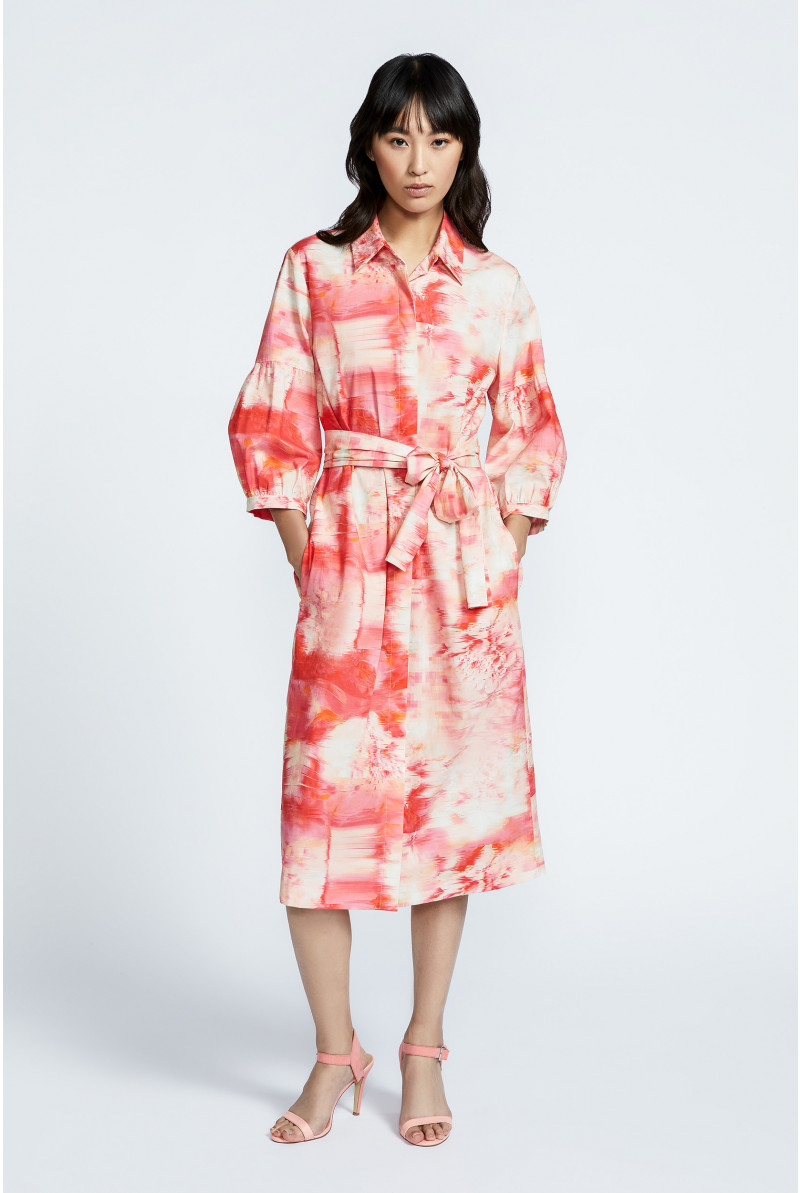Shirt dress with sash
