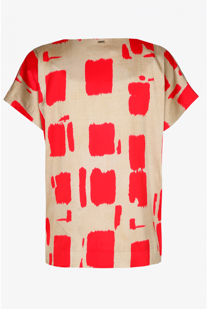 Blokprint blouse met korte mouwen