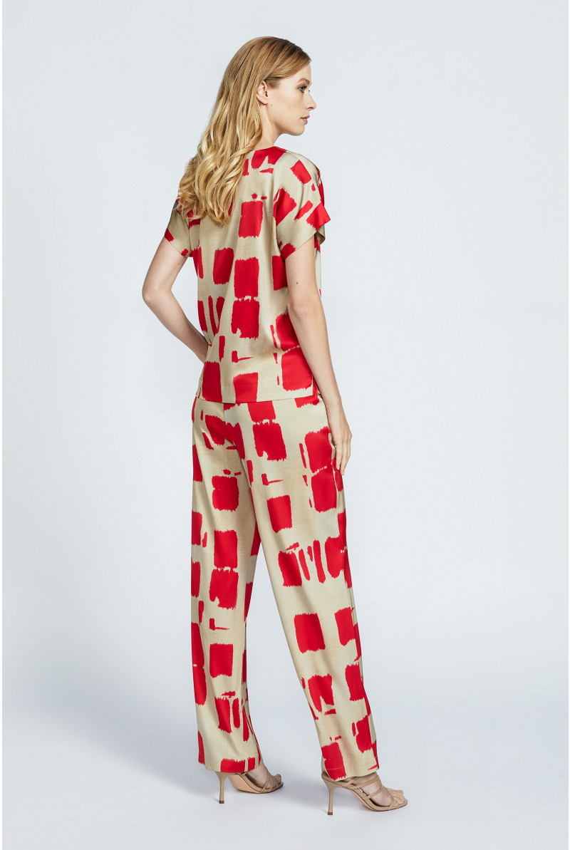 Blokprint blouse met korte mouwen