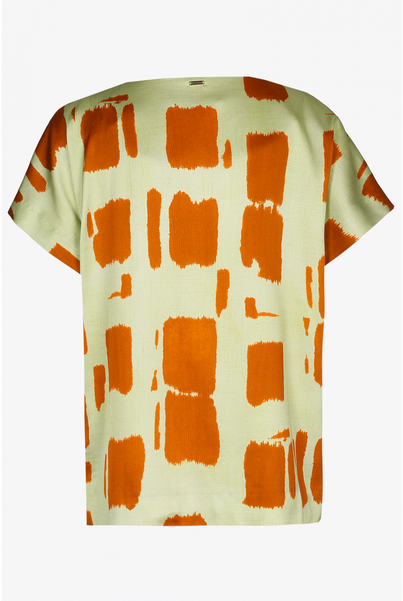 Blokprint blouse met korte mouwen