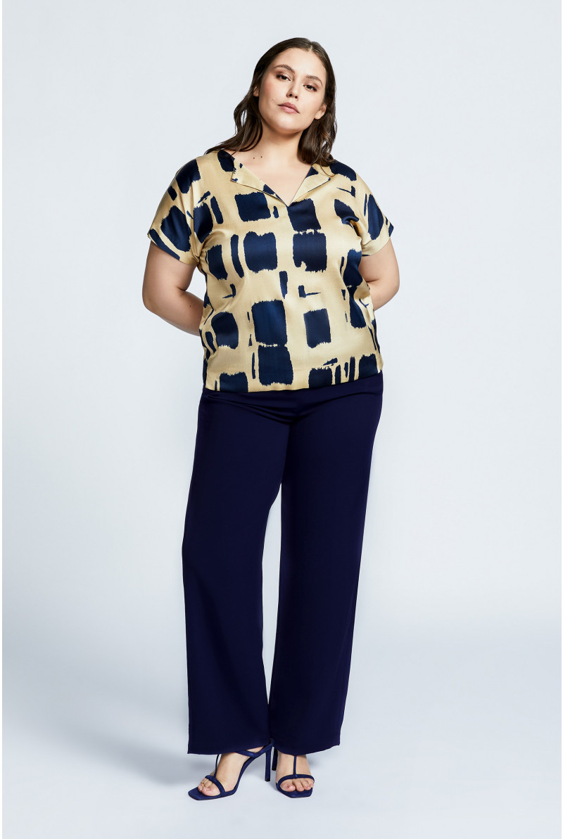 Blokprint blouse met korte mouwen