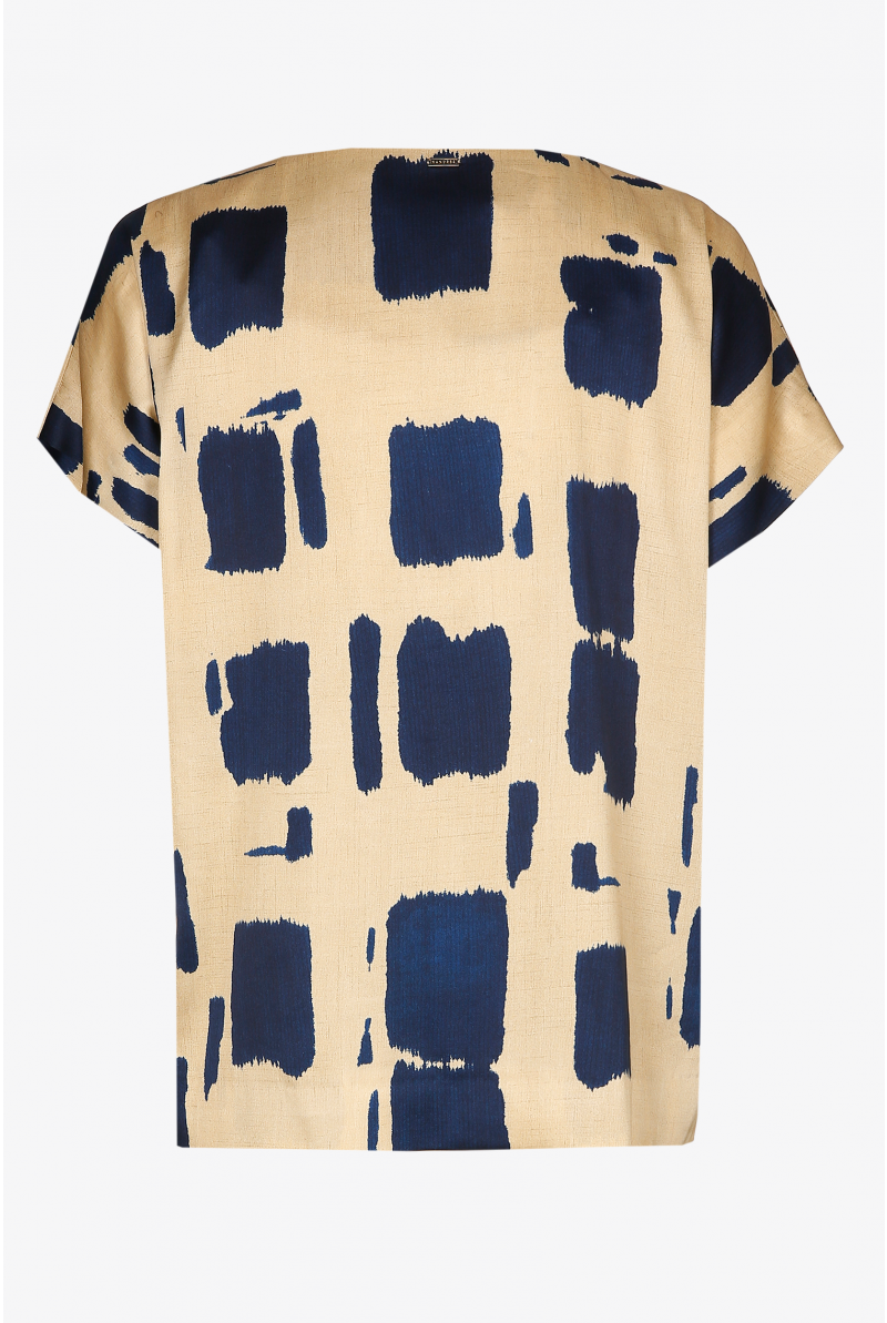 Blokprint blouse met korte mouwen