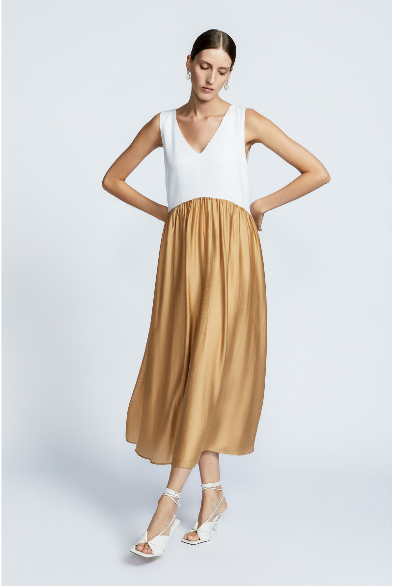 A-line dress with satin sheen