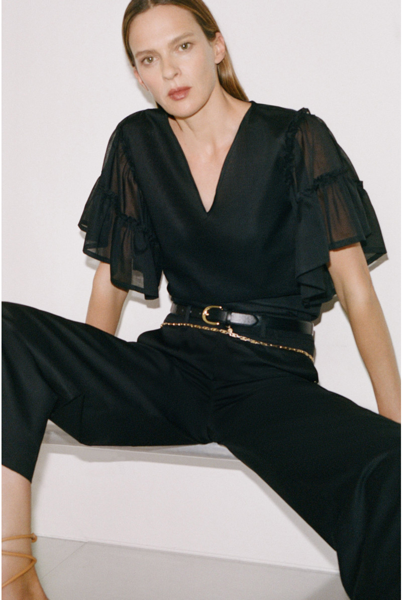 Blouse met volantmouwen