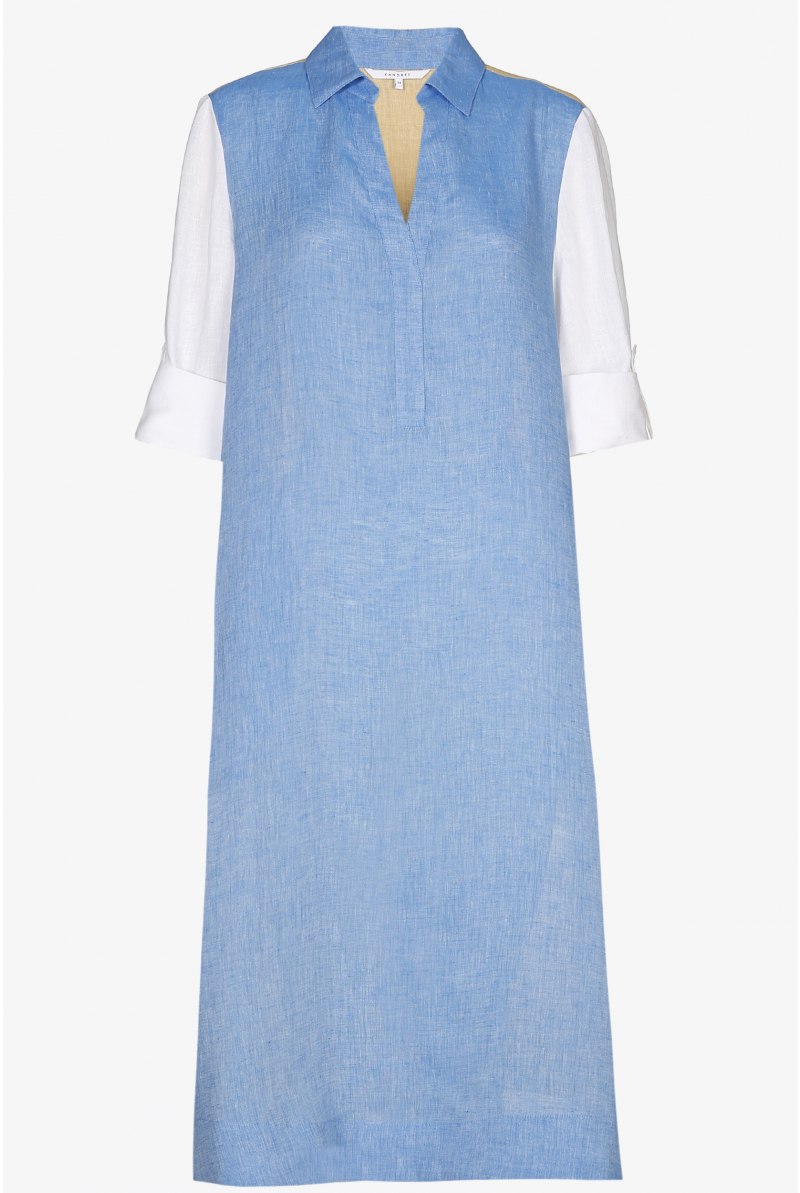 Tricolour dress in linen