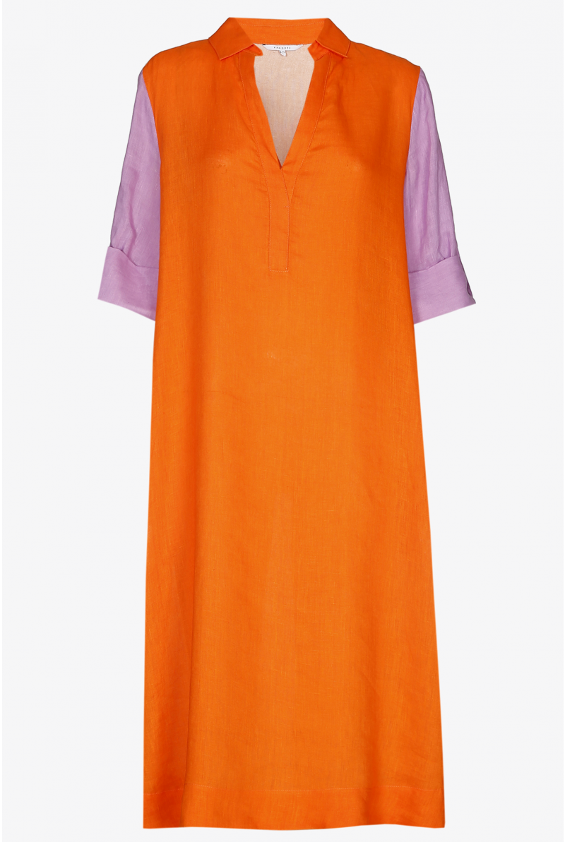 Tricolour dress in linen