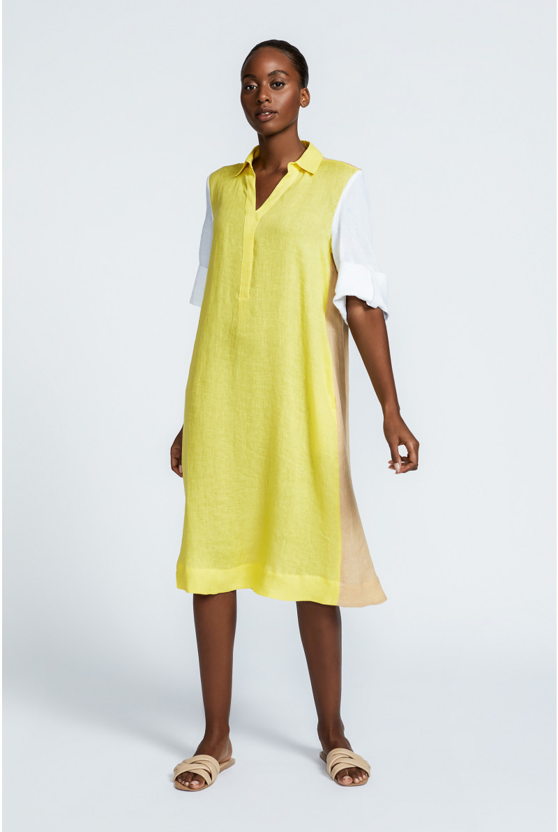 Tricolour dress in linen