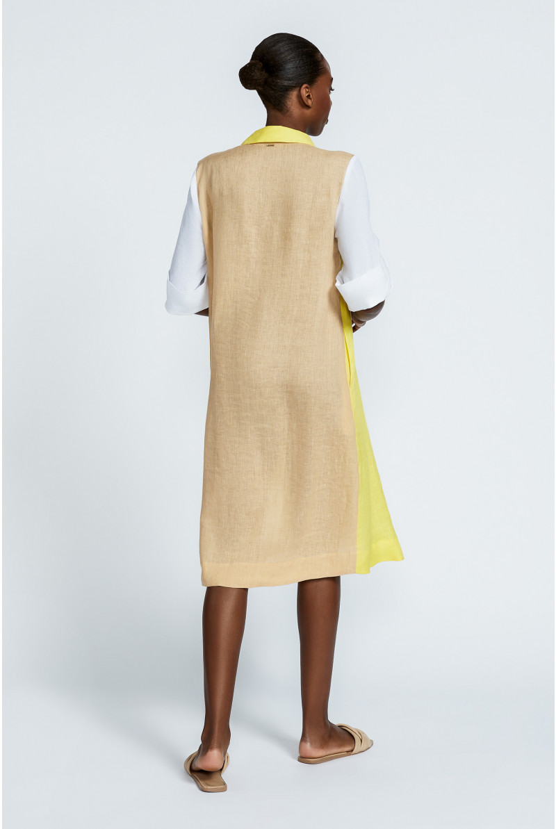 Tricolour dress in linen