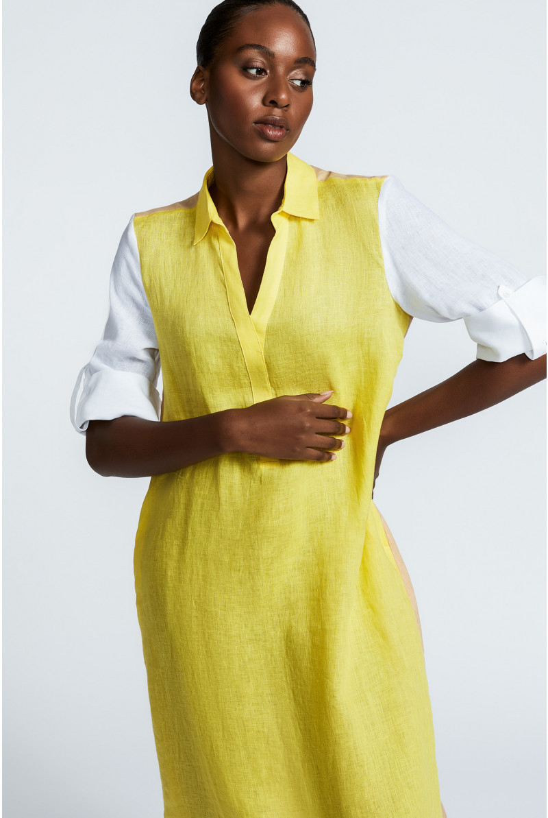 Tricolour dress in linen