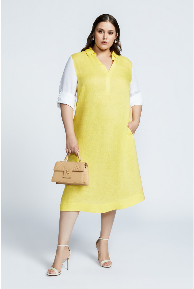 Tricolour dress in linen
