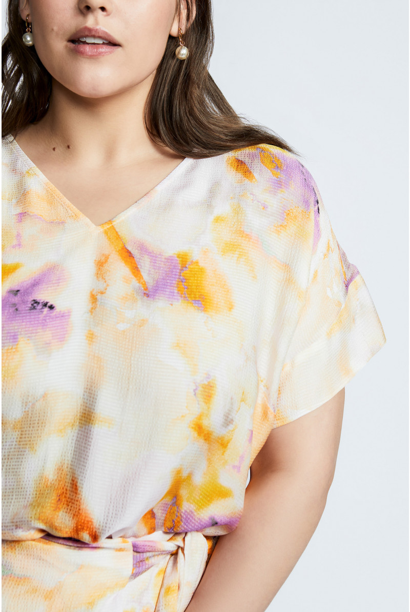 Oversized blouse in tie dye-print