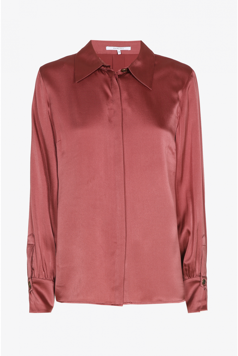 Silk blouse with shirt collar