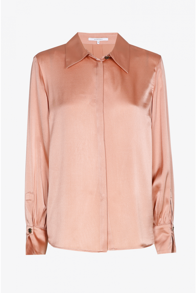 Silk blouse with shirt collar