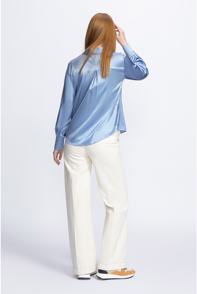 Cotton trousers with a denim-look