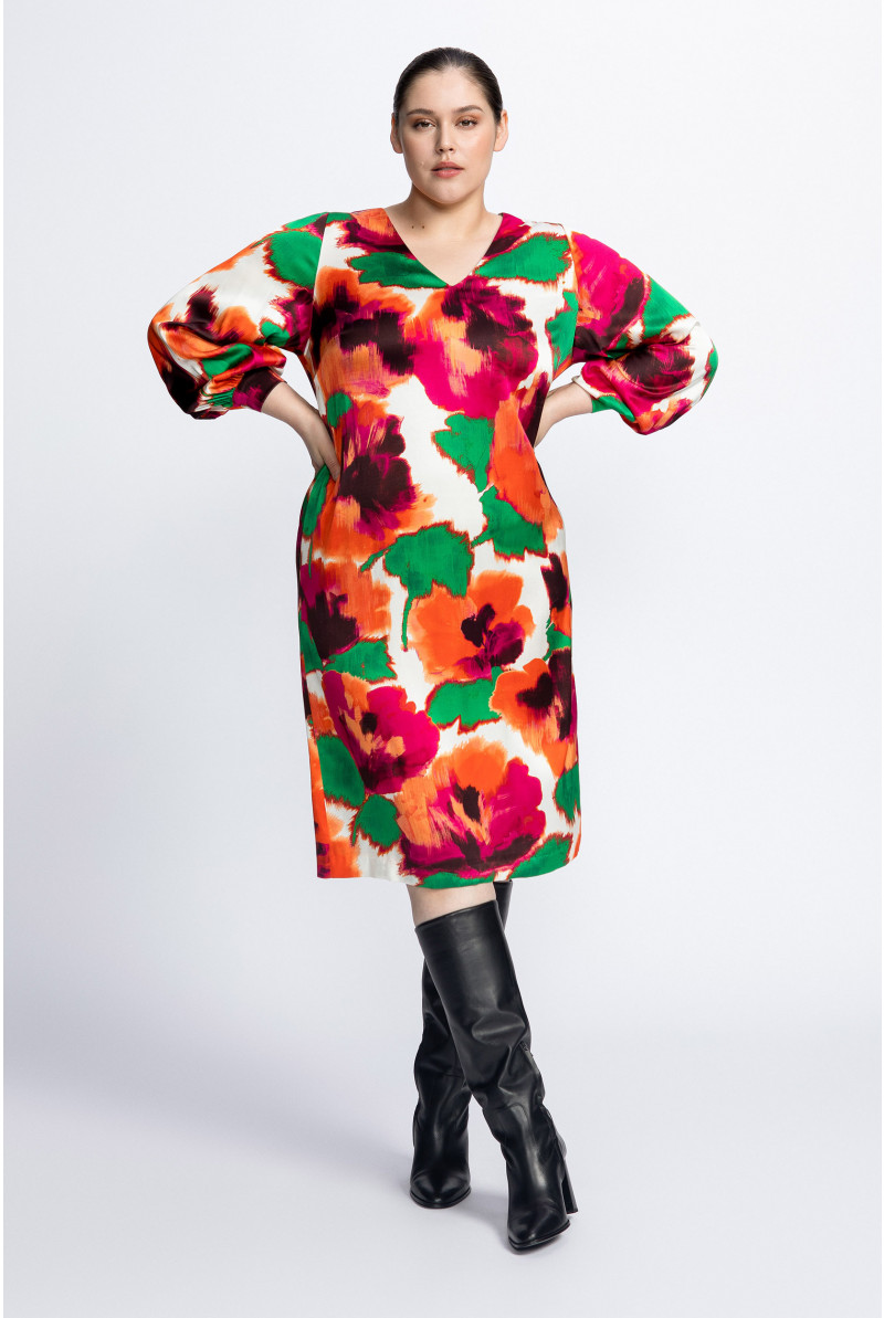 Dress with large floral print
