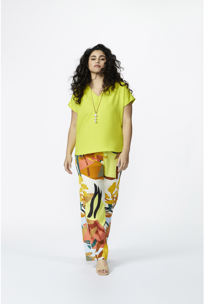 Wide trousers with landscape print