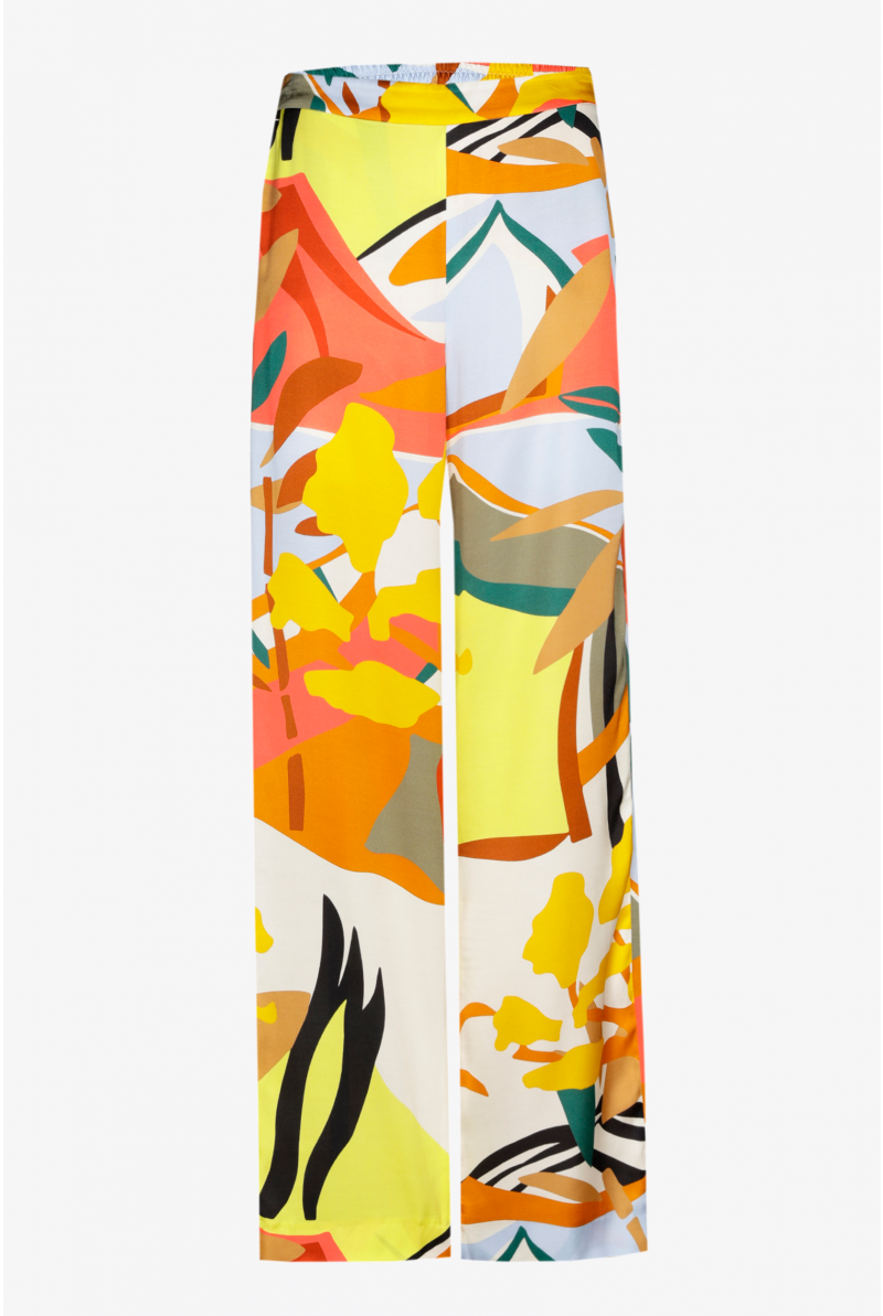 Wide trousers with landscape print