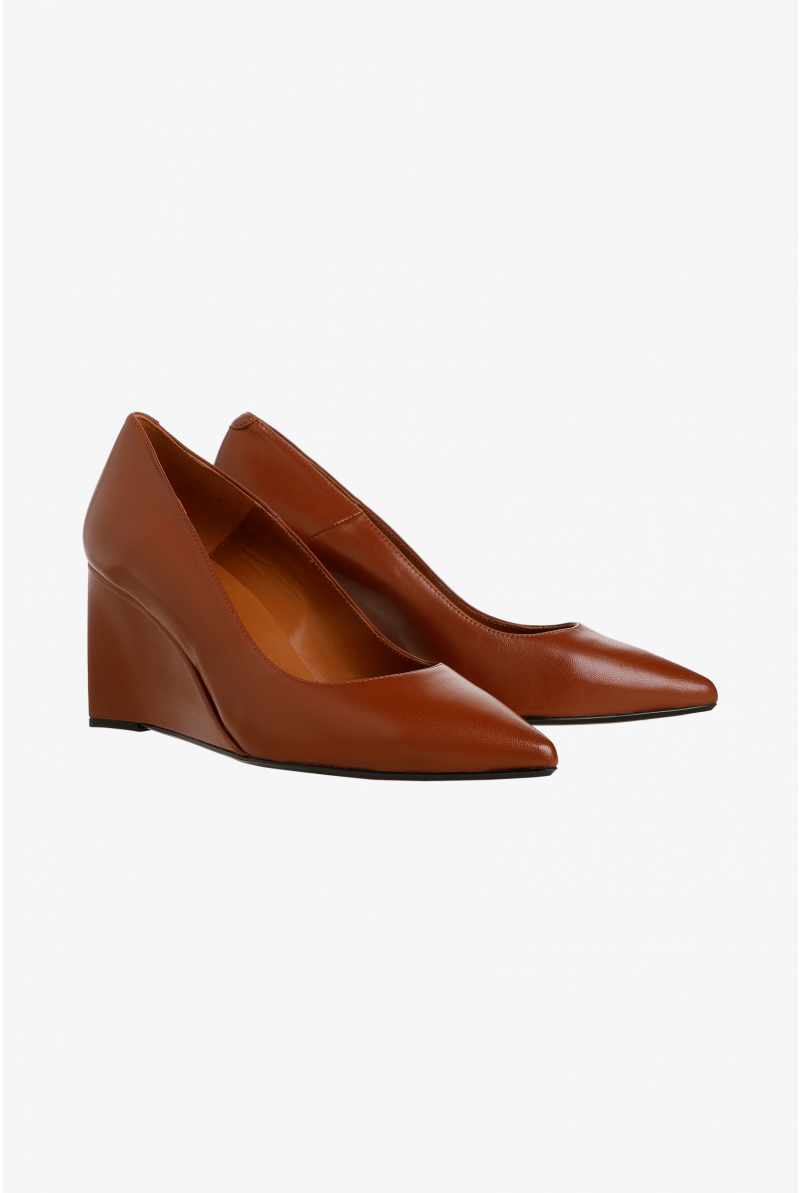 Leather wedge heel