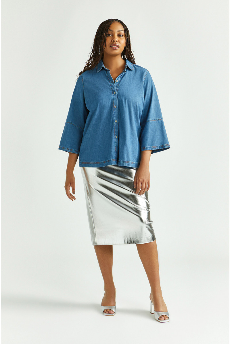 Blouse en jean à manches larges