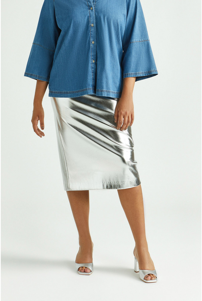 Jupe crayon en faux cuir