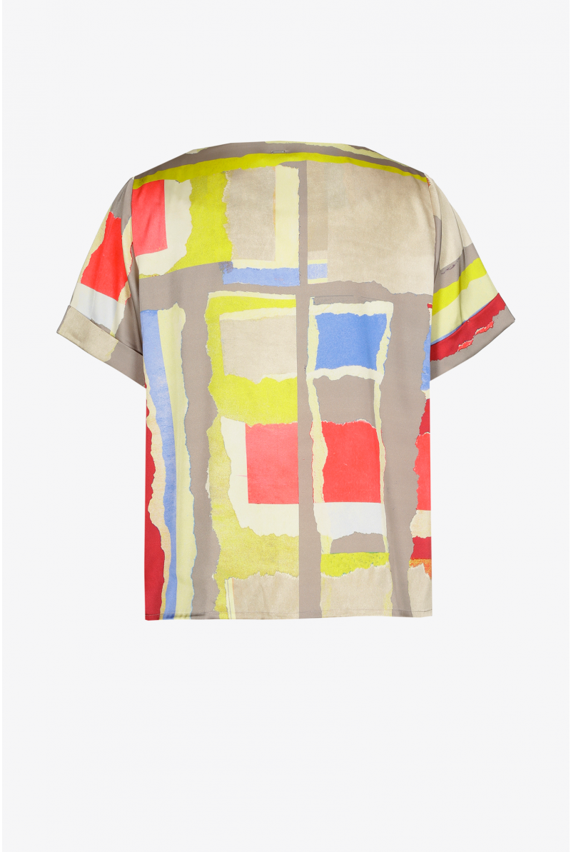 Veelkleurige blouse met V-hals
