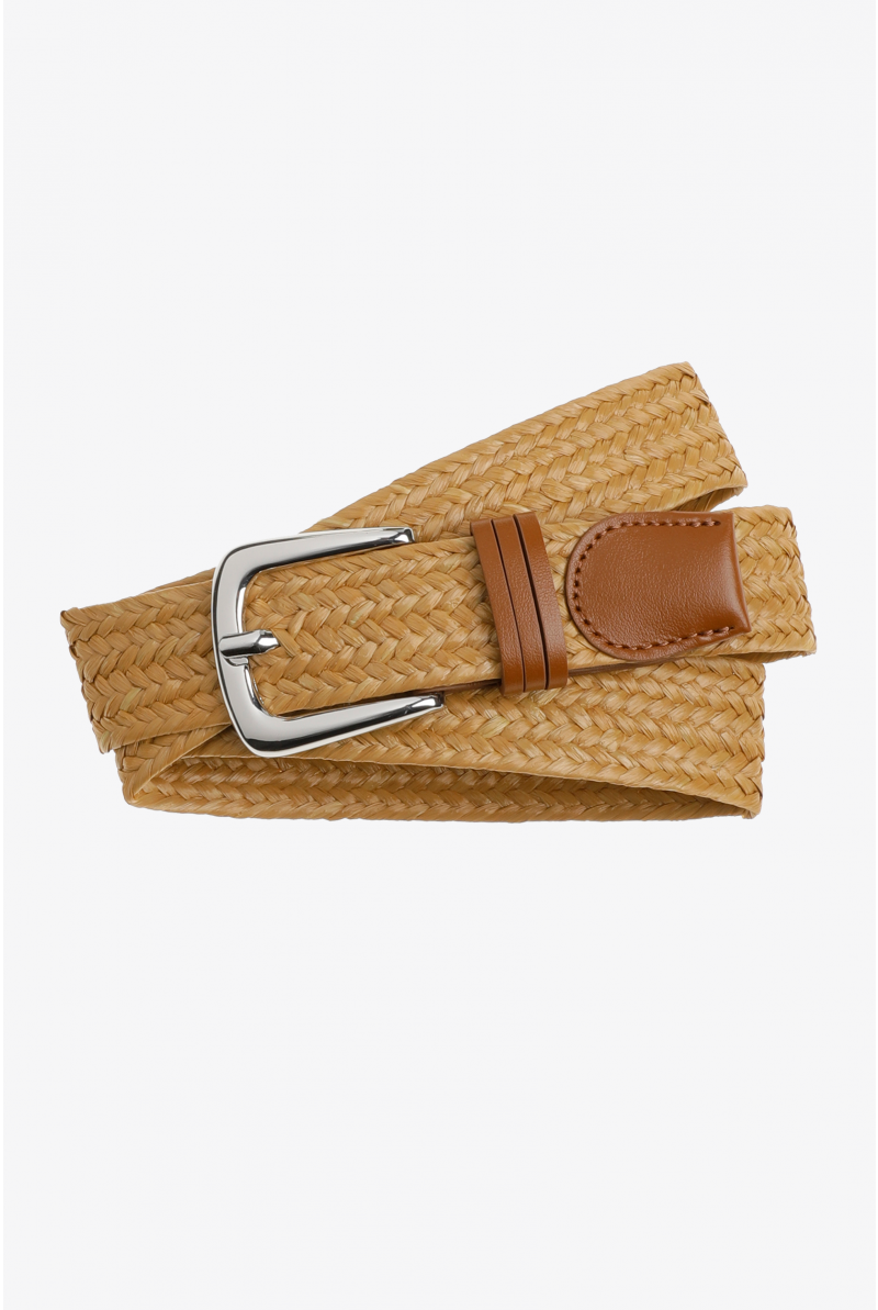 Ceinture raphia 100 % en cuir