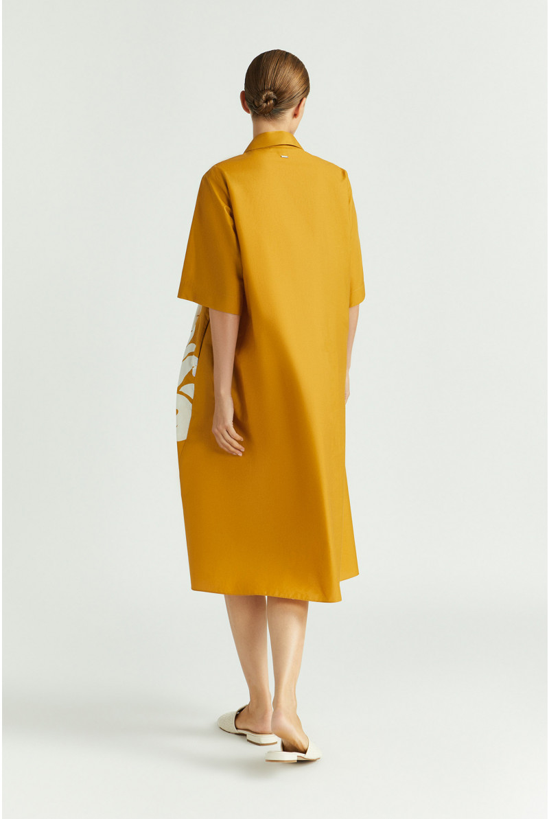 Robe en ligne A en coton avec imprimé