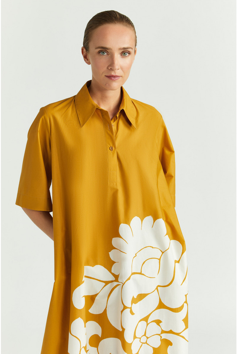 Robe en ligne A en coton avec imprimé
