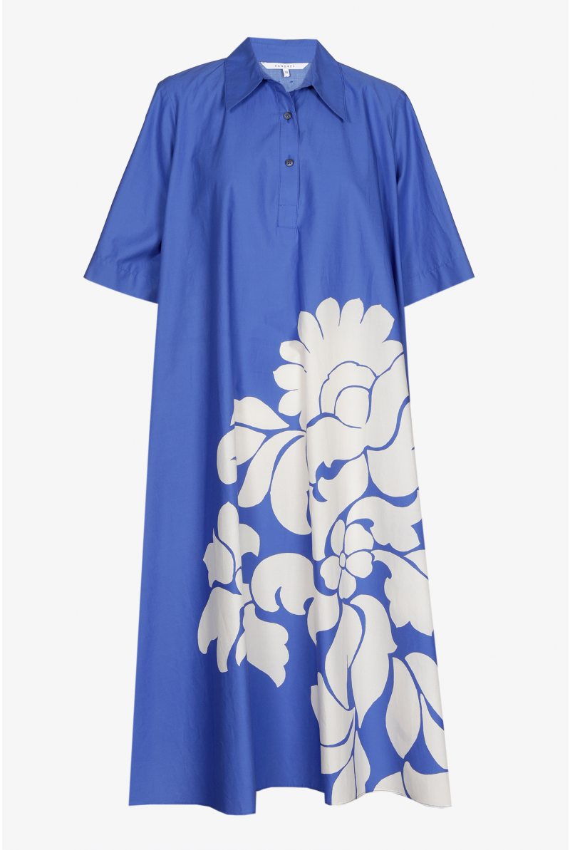 Robe en ligne A en coton avec imprimé