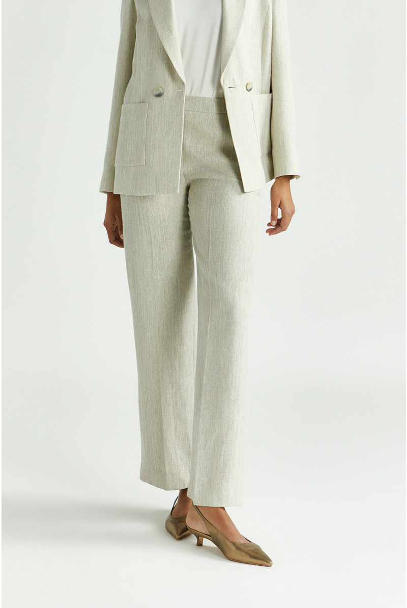 Broek met pinstripe in lurex