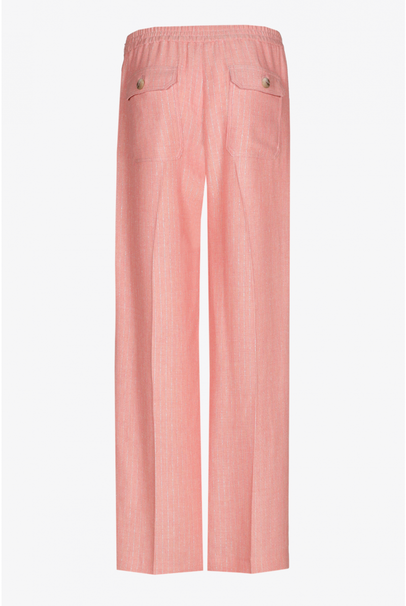 Pantalon avec motif trait de craie en lurex