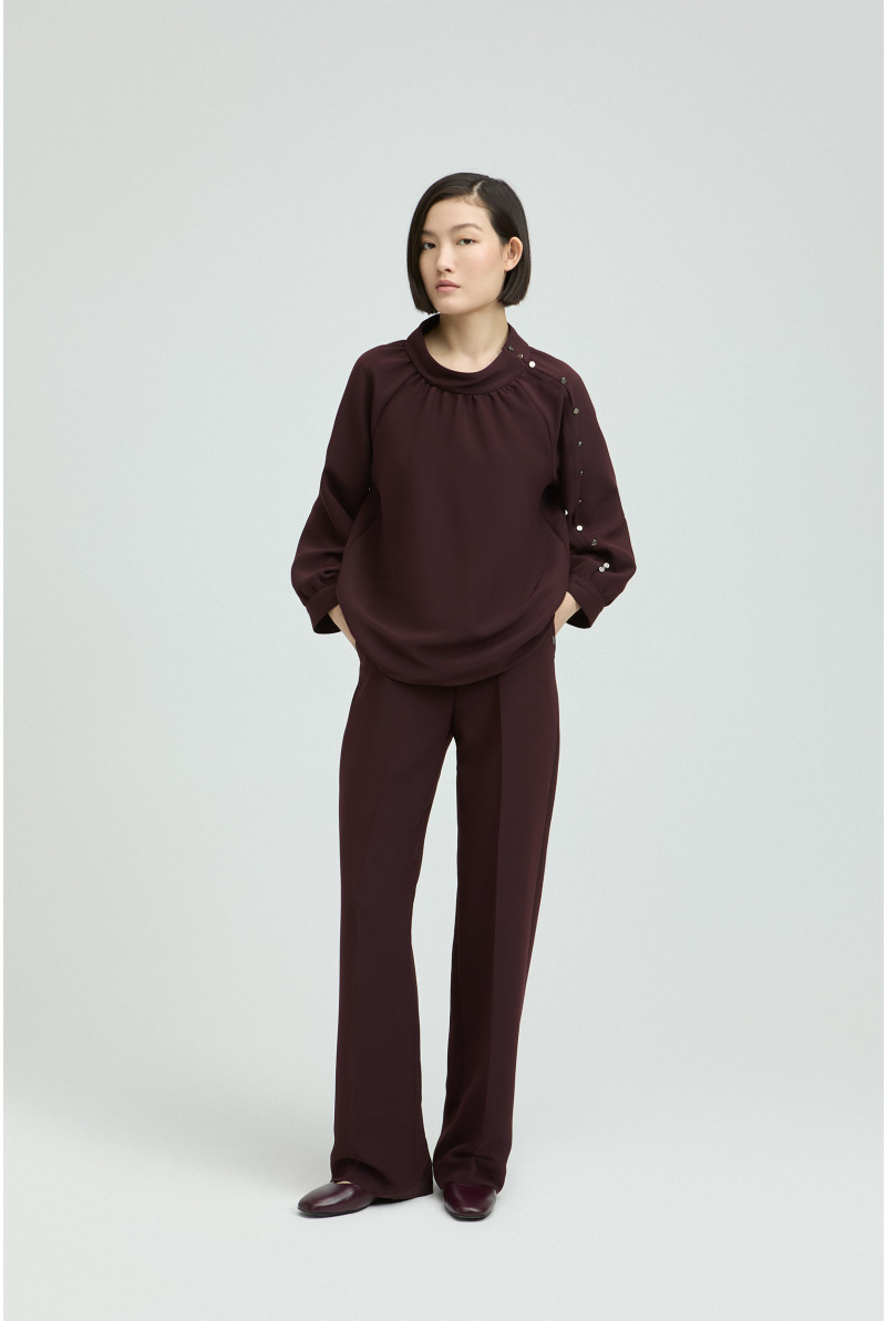 Geklede broek met wijde pijpen