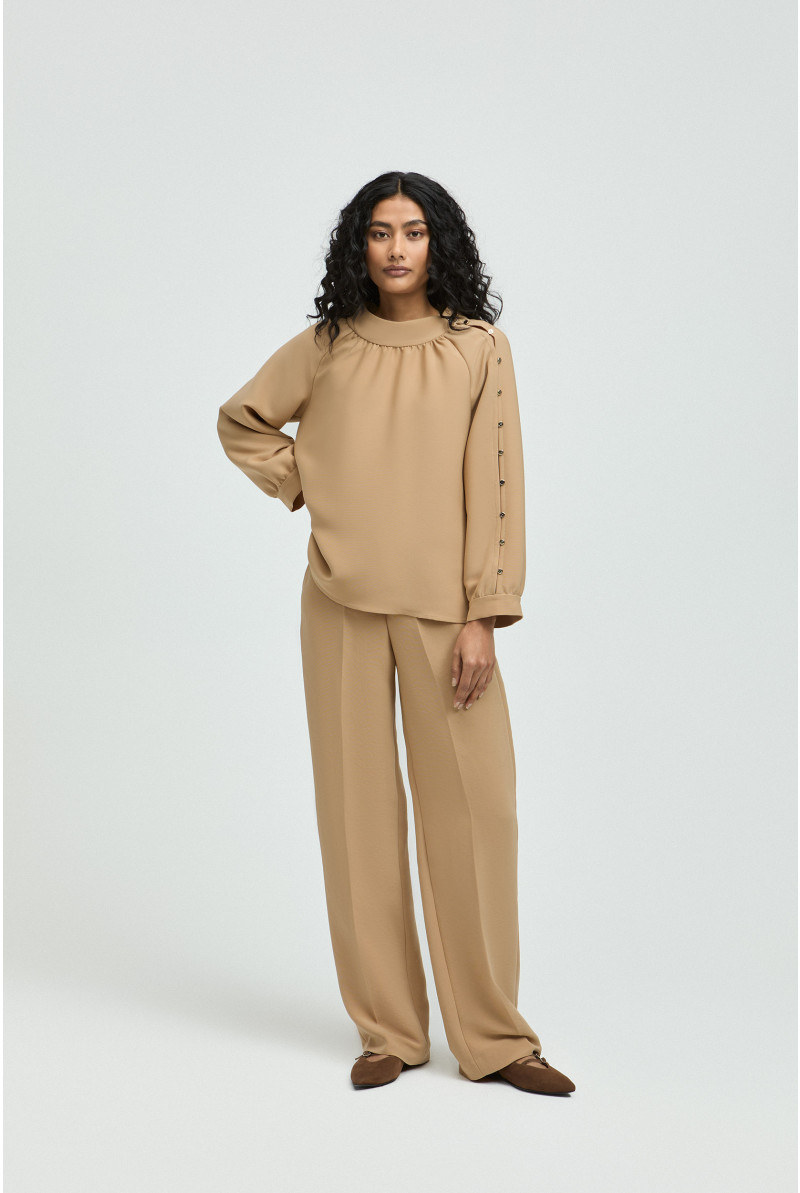 Geklede broek met wijde pijpen