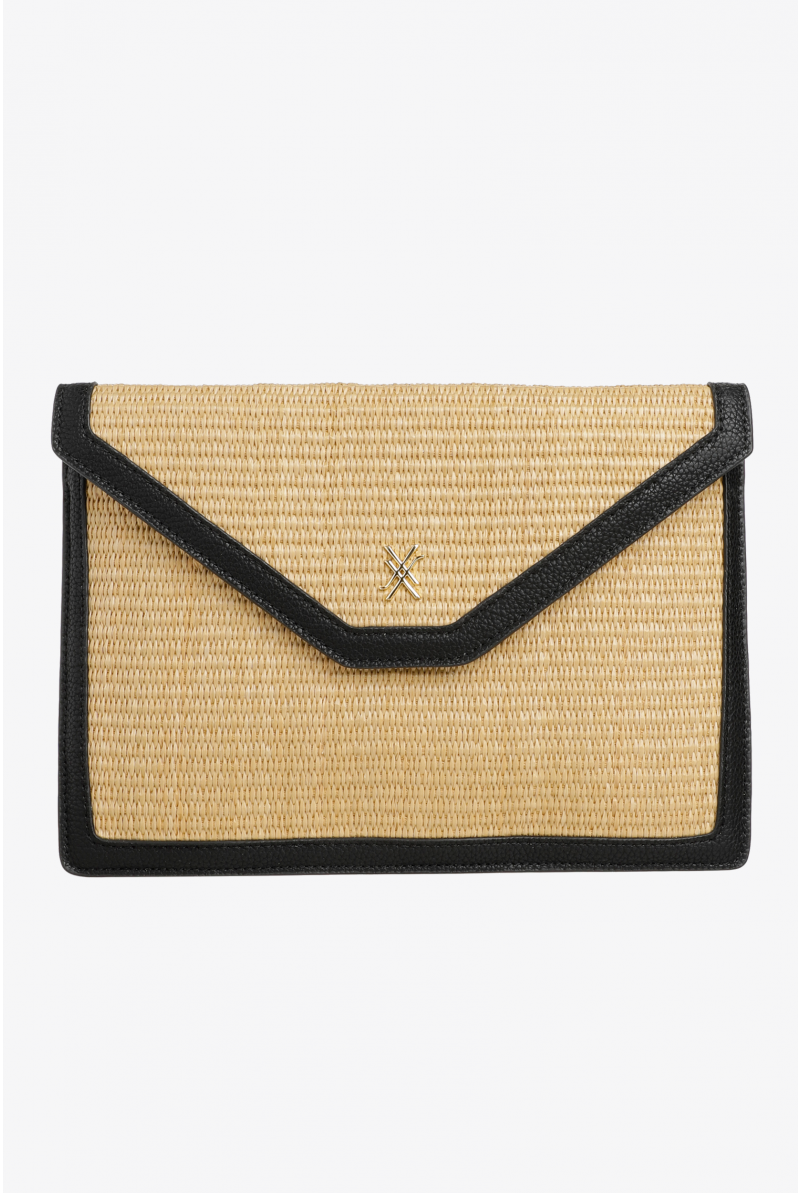 Stilvolle Clutch-Tasche mit Basteinsatz