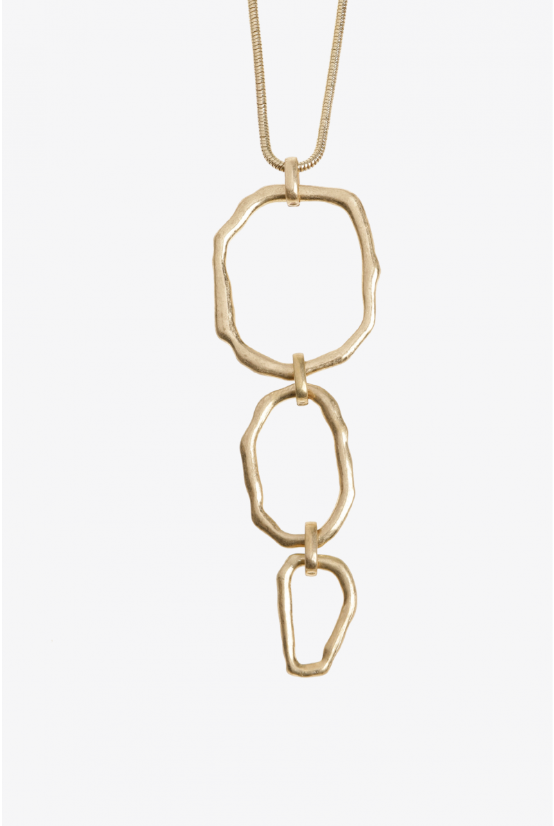 Matt gold-plated long necklace with organic shape