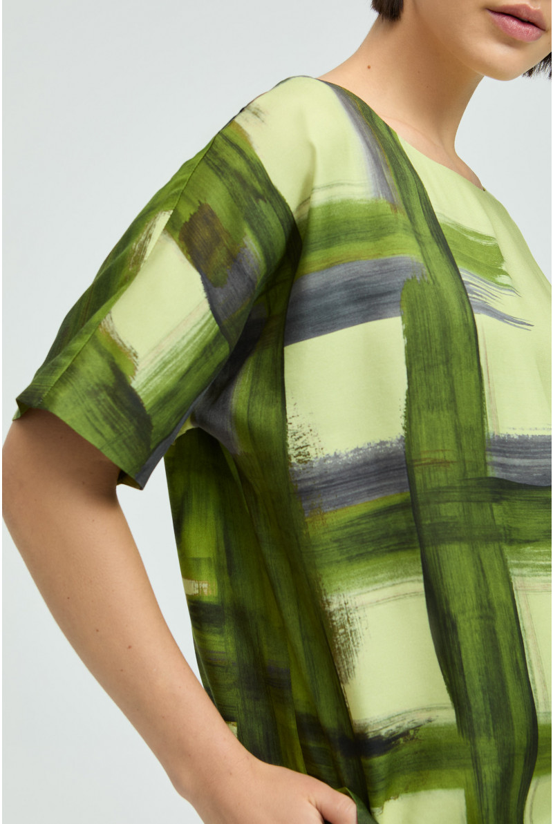Blouse met asymmetrische print