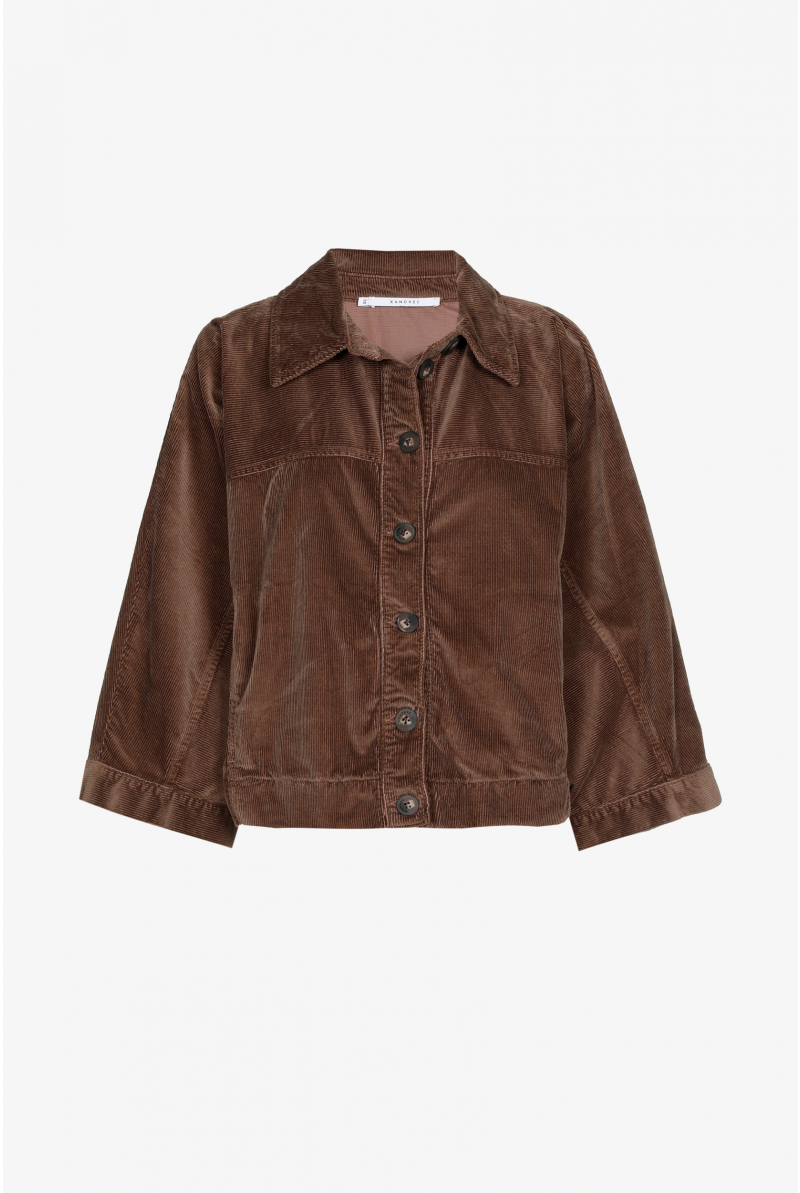 Overhemdblouse in ribfluweel