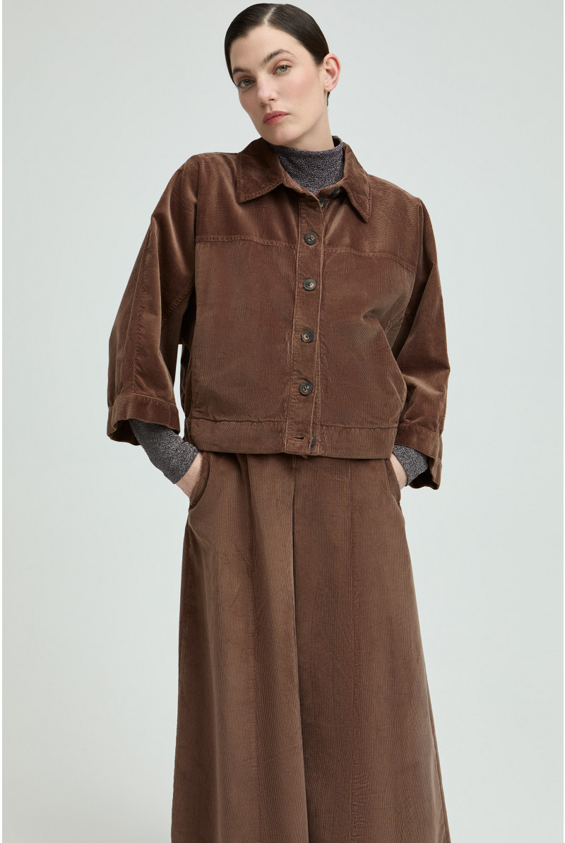 Overhemdblouse in ribfluweel