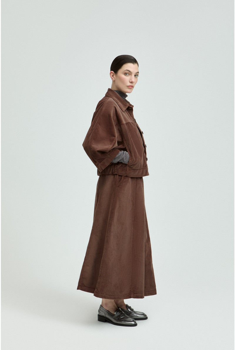 Overhemdblouse in ribfluweel