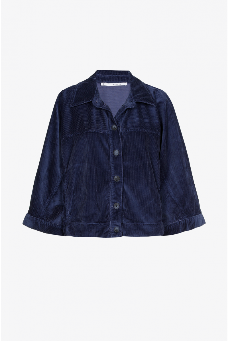 Overhemdblouse in ribfluweel