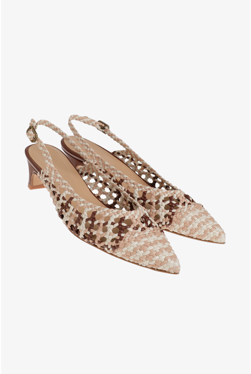 Slingback en cuir tressé