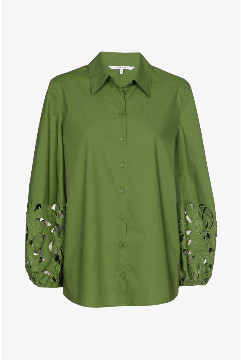 Katoenen blouse met broderie