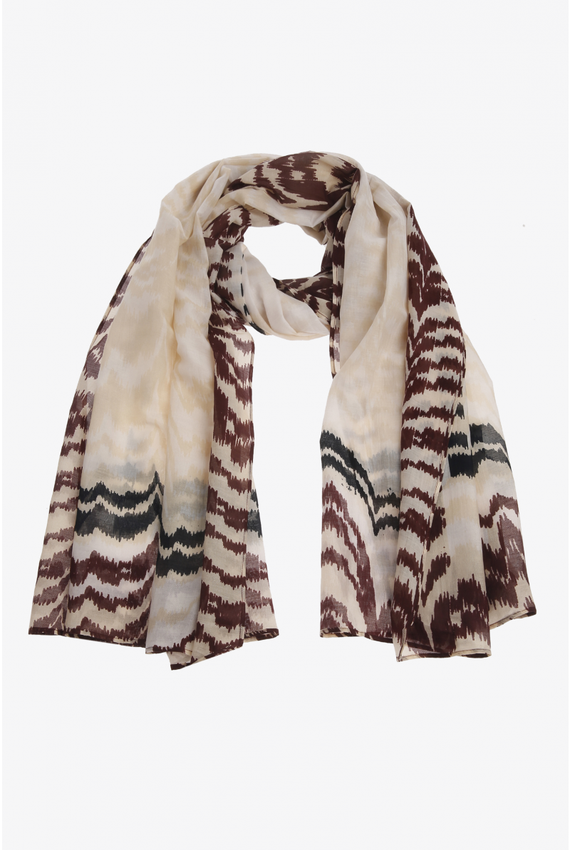 Beige and brown cotton scarf