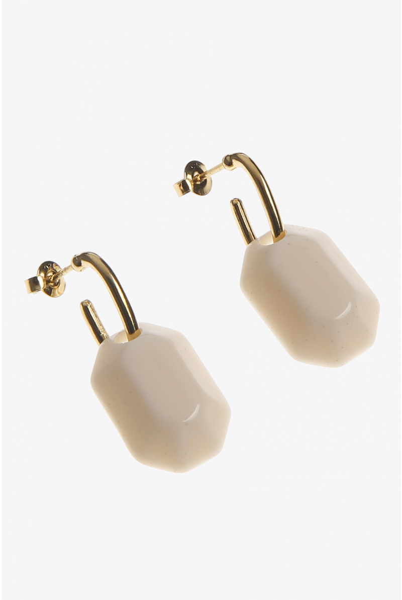 Gold-plated white earrings